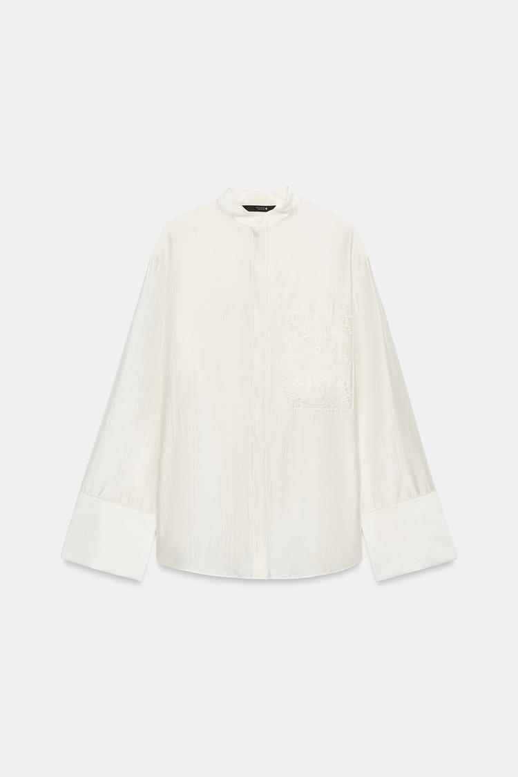 ZW COLLECTION EMBROIDERED POCKET SHIRT