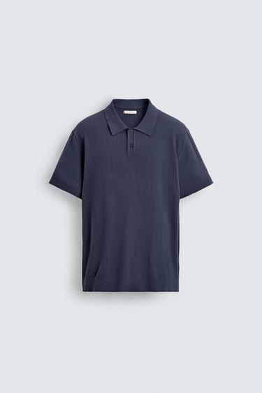 RIB KNIT POLO SHIRT - Blue by Zara