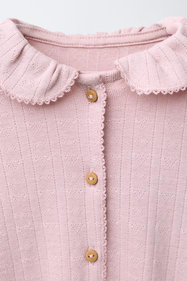 PYJAMA UNE PIÈCE POINTELLE CŒUR PIED CONVERTIBLE - Rose craie de Zara - Image 4