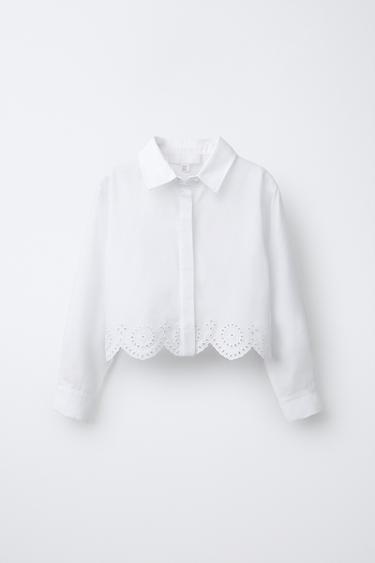 УКОРОЧЕННАЯ РУБАШКА SCHIFFLY — ЖЕЛТОВАТО-БЕЛЫЙ от Zara