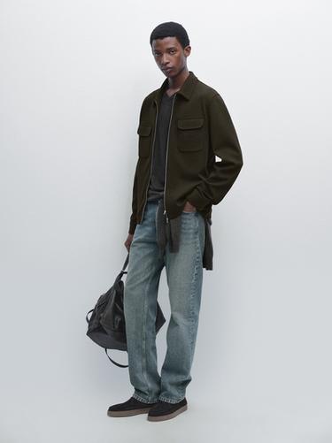 Zara Cotton blend twill jacket with pockets - Grays - Image 0
