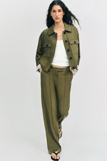 PANTALÓN RECTO NERVIO - Khaki de Zara