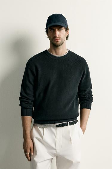 PURL KNIT REGULAR FIT JUMPER - Black by Zara