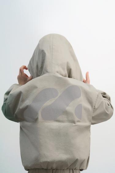 Zara LOGO HOODED JACKET - Light beige - Image 0