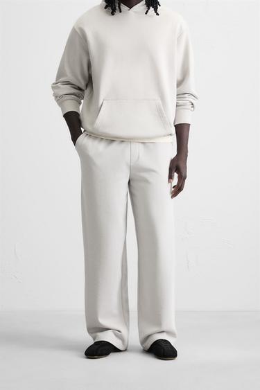 BASIC WIDE-LEG JOGGERS - Pearl grey by Zara