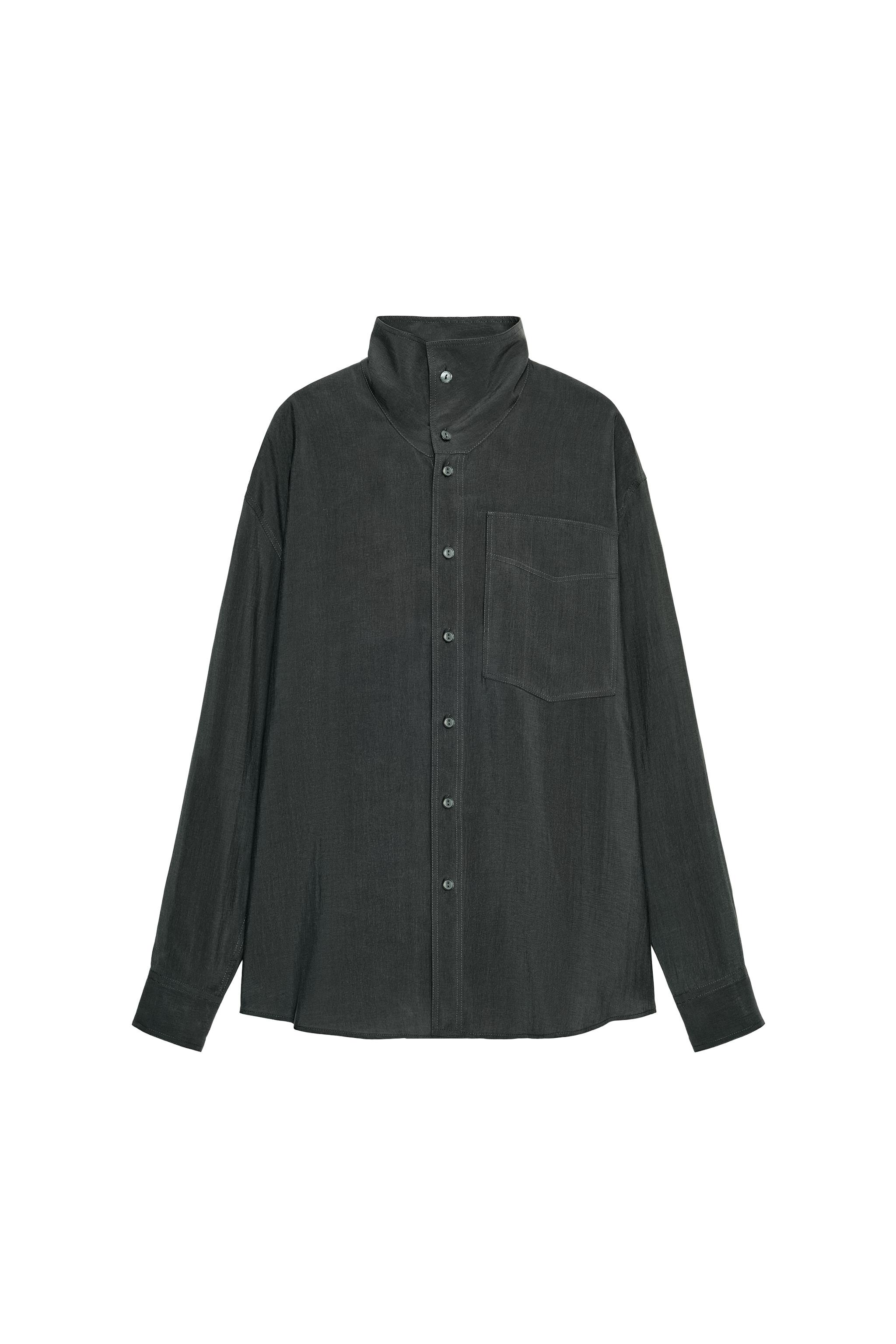 ZW COLLECTION オーバーサイズ フルイドシャツ - カーボングレー 