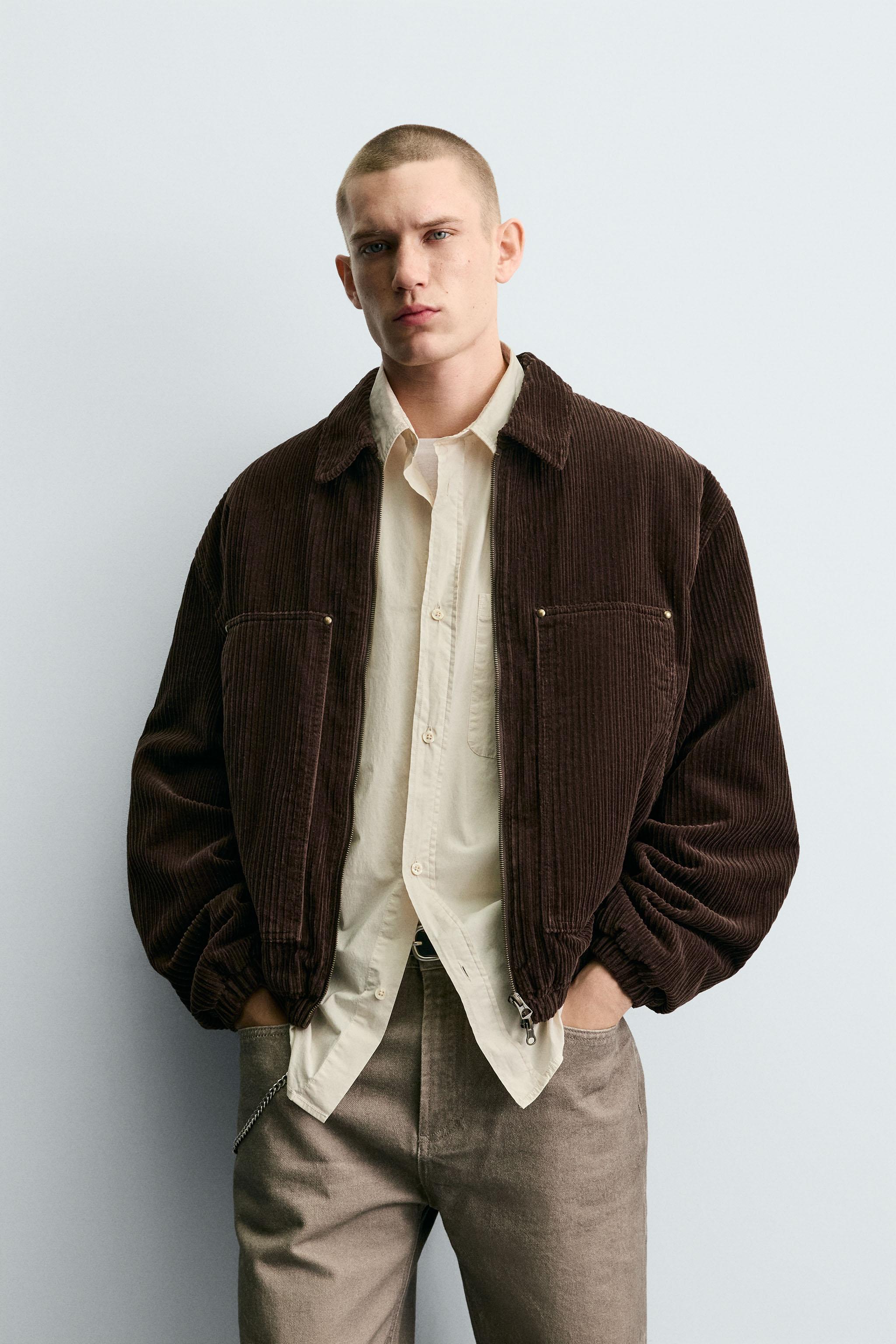 シャケ JAQUETA ACOLCHOADA DE VELUDO COTELÊ - Marrom | ZARA Brasil