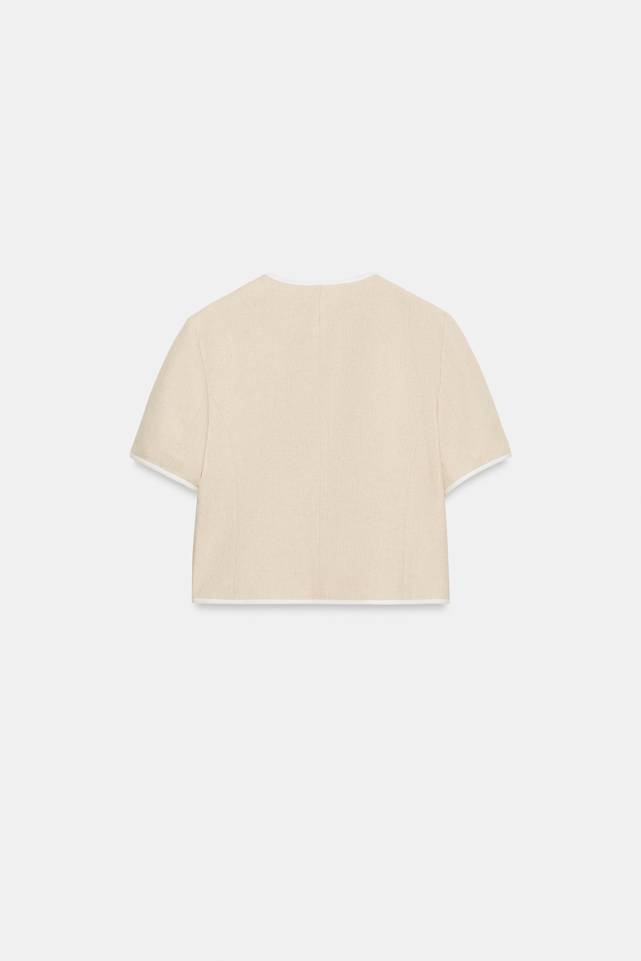 SHORT SLEEVE CONTRAST TRIM BLAZER