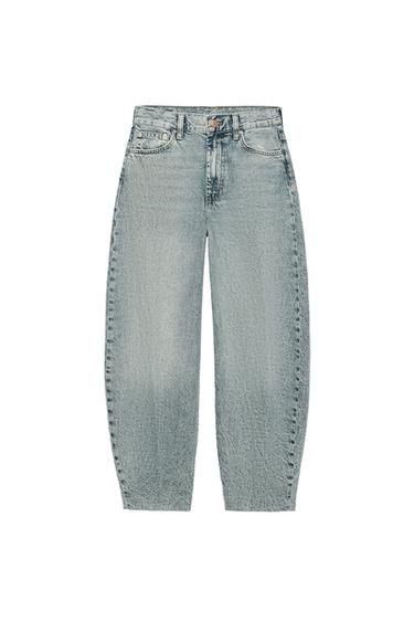 JEANS ZW COLLECTION TAPERED SHTRAT I LARTË - E kaltër e hapur nga Zara