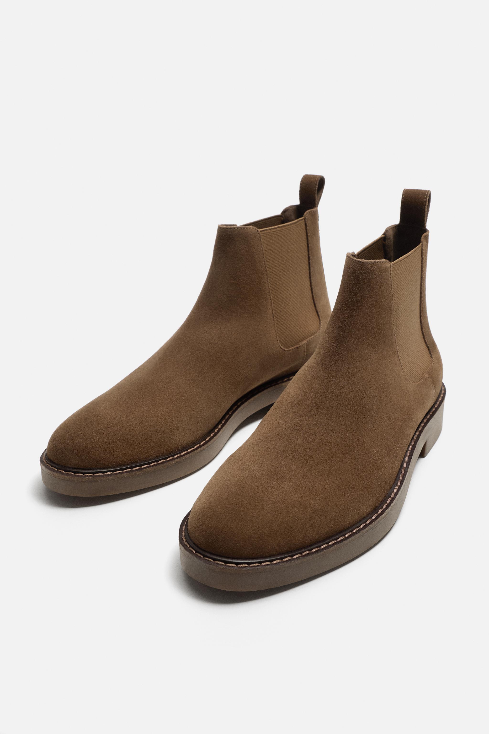 Leather Zara Chelsea Boots Mens LEATHER CHELSEA BOOTS Sand Brown