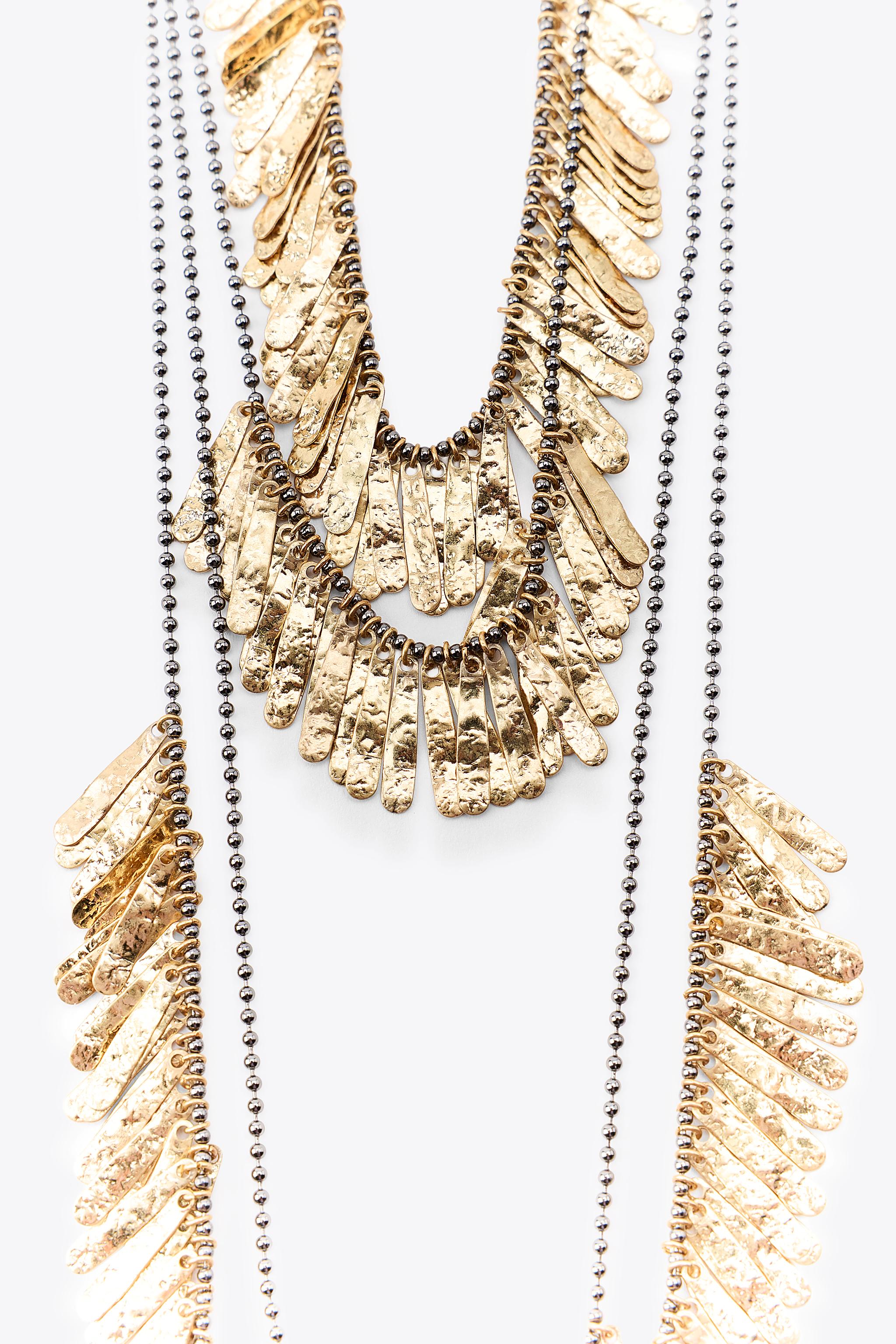 PACK OF METAL PLATE NECKLACES Gold Silver ZARA UAE Dubai