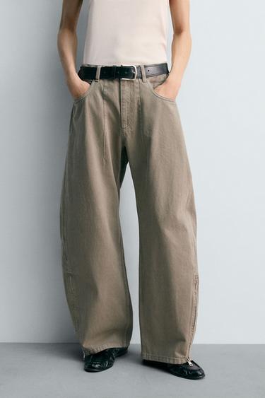 BALLOON FIT JEANS WITH ZIP - camel by Zara