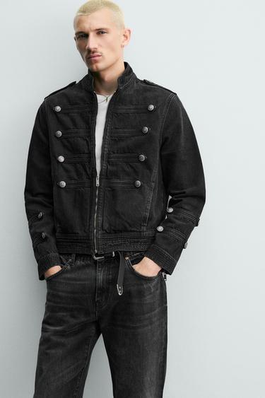 VESTE EN DENIM AVEC BRANDENBOURGS ET BOUTONS - Charbon de Zara - Image 7