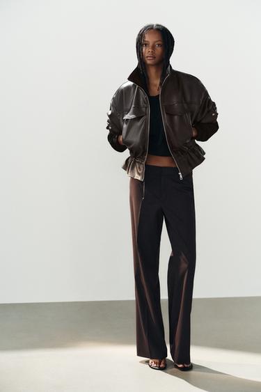JACKE IN LEDEROPTIK MIT VERSTELLBAREM BUND - Burgundrot von Zara - Bild 0