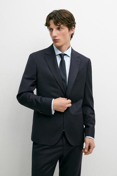 Striped wool blend suit blazer — Navy blue 2
