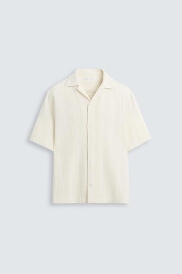 STRIPED TEXTURED SHIRT - Ecru by Zara