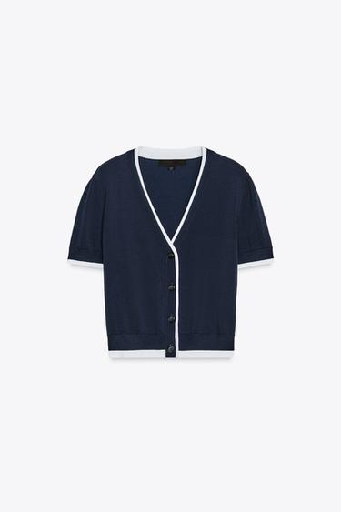 CHAQUETA PUNTO ACABADOS DOBLE CAPA - Marino de Zara