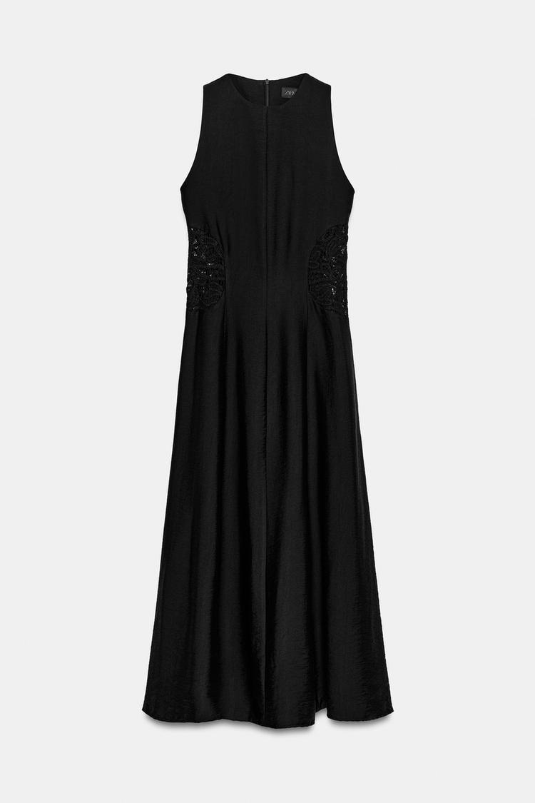 Vestido midi con cintura contrastante 2