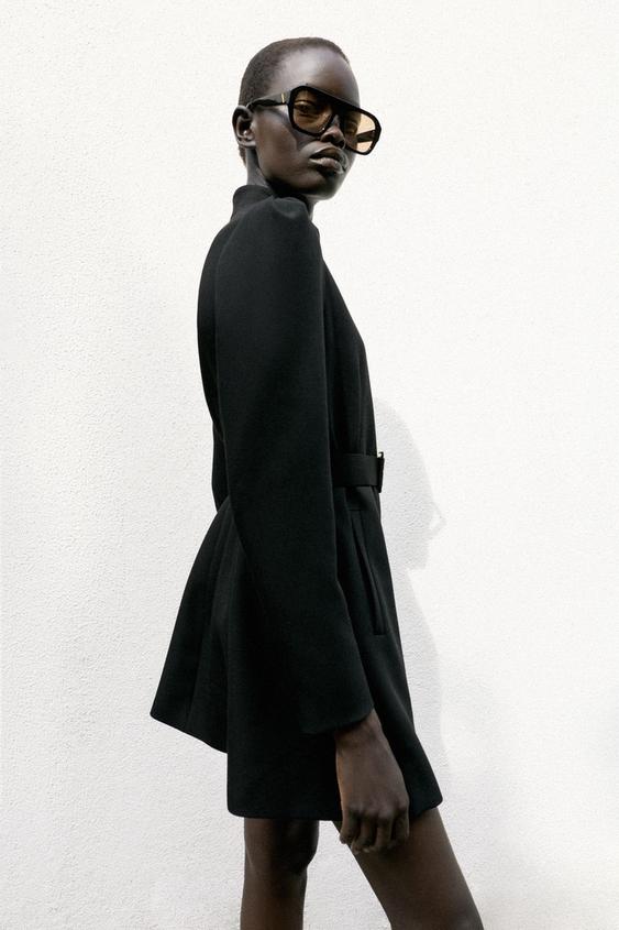LONGUE VESTE CEINTURÉE - Noir de Zara - Image 5