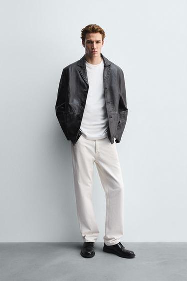 LEATHER BLAZER - Black by Zara - Image 0