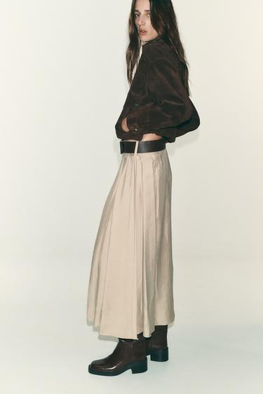 BELTED MIDI SKIRT - Mid-camel by Zara - Image 4