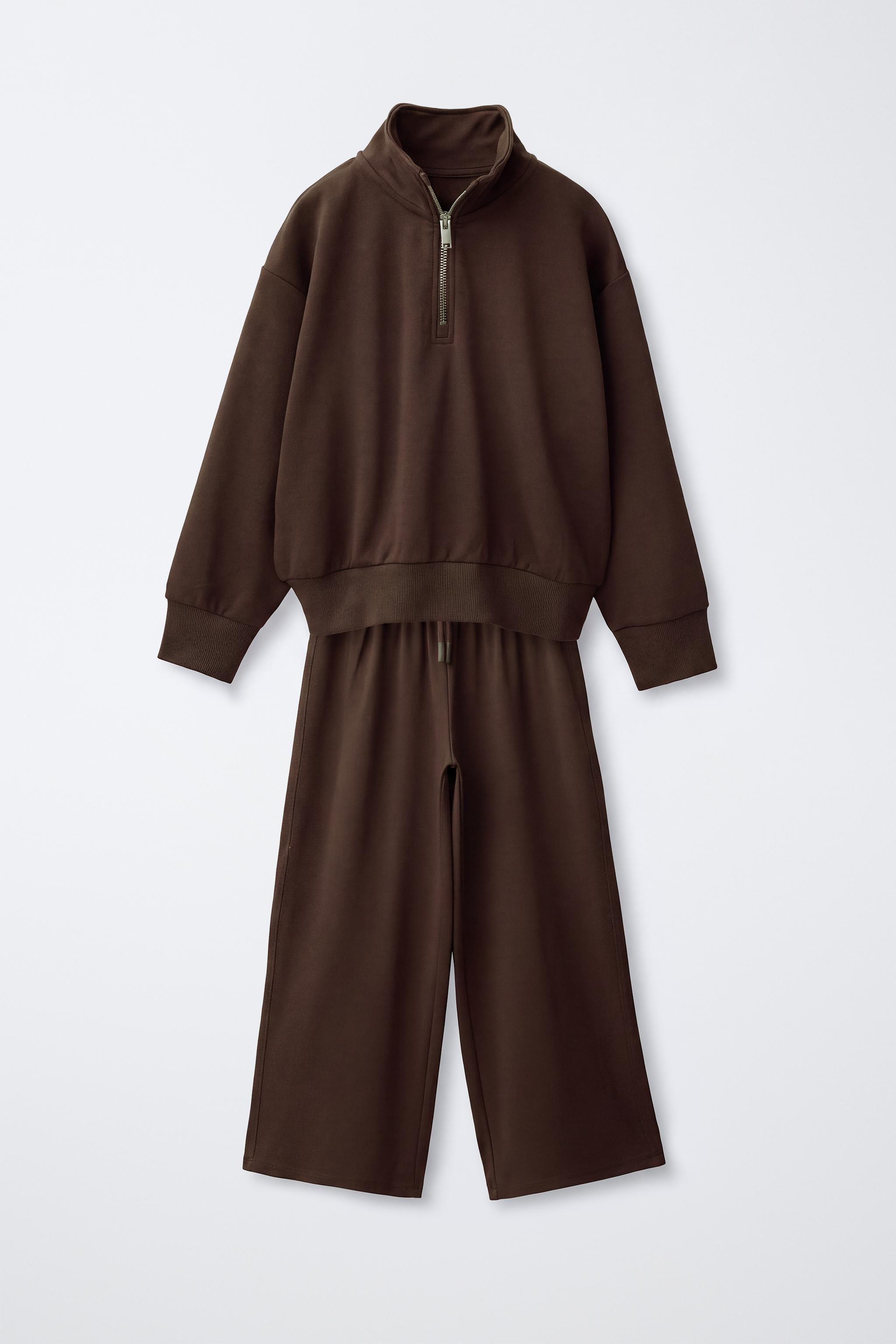ZIP-UP SWEATSHIRT AND WIDE-LEG PANTS SET