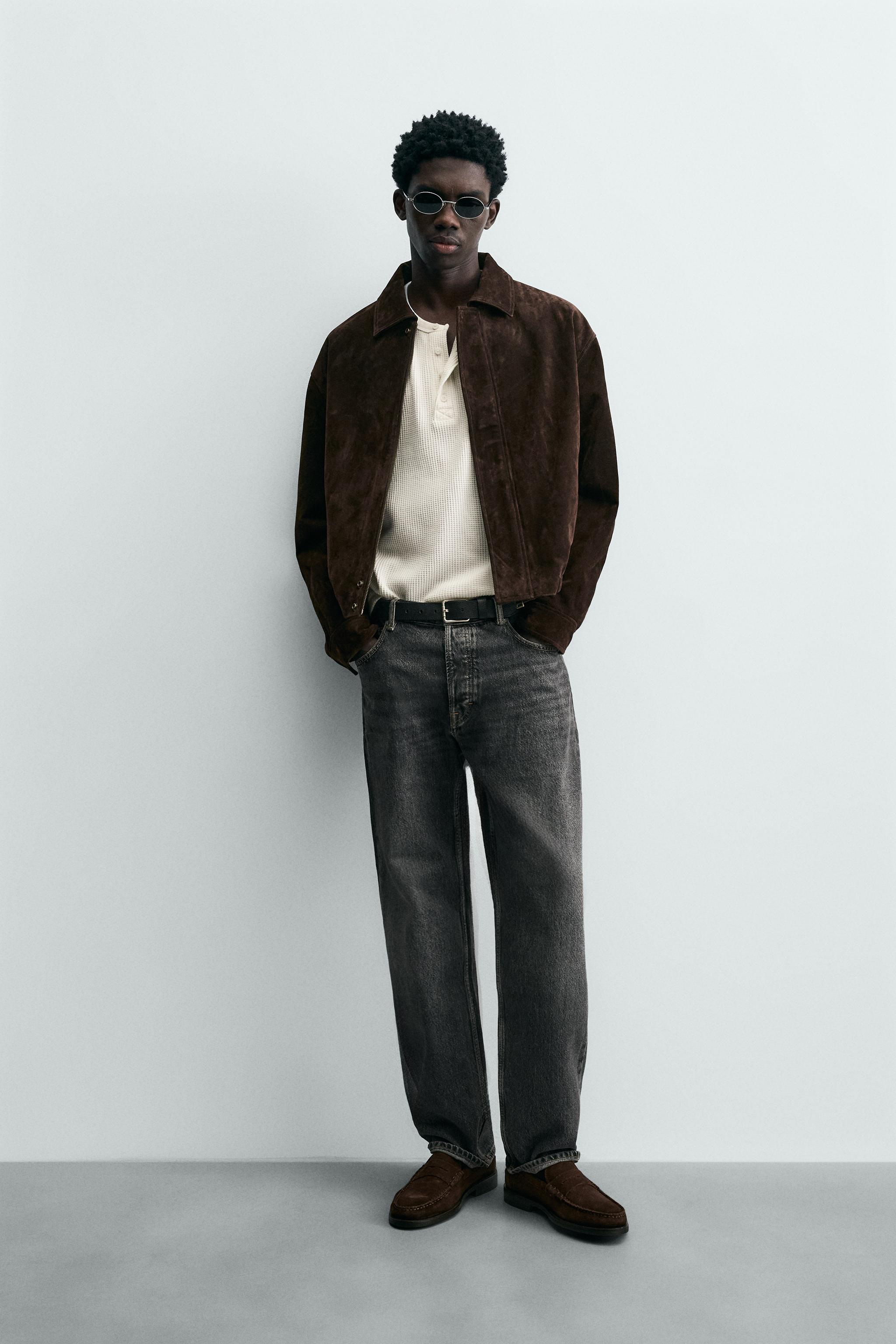 JAQUETA DE COURO SUEDE - Marrom | ZARA Brasil