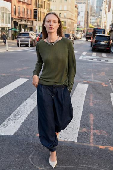 FINE KNIT JUMPER - Green by Zara