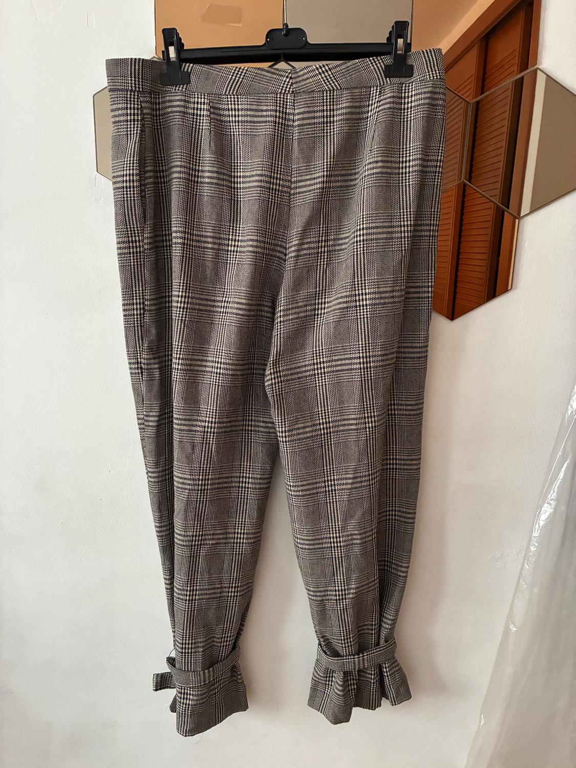 HOUNDSTOOTH TROUSERS WITH TIE HEM - Image 2