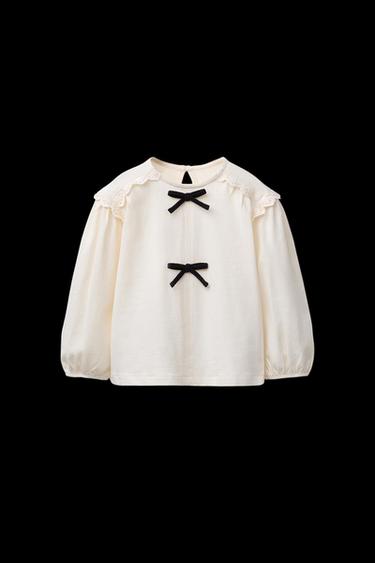 Zara BOW SHIRT - Ecru - Image 0