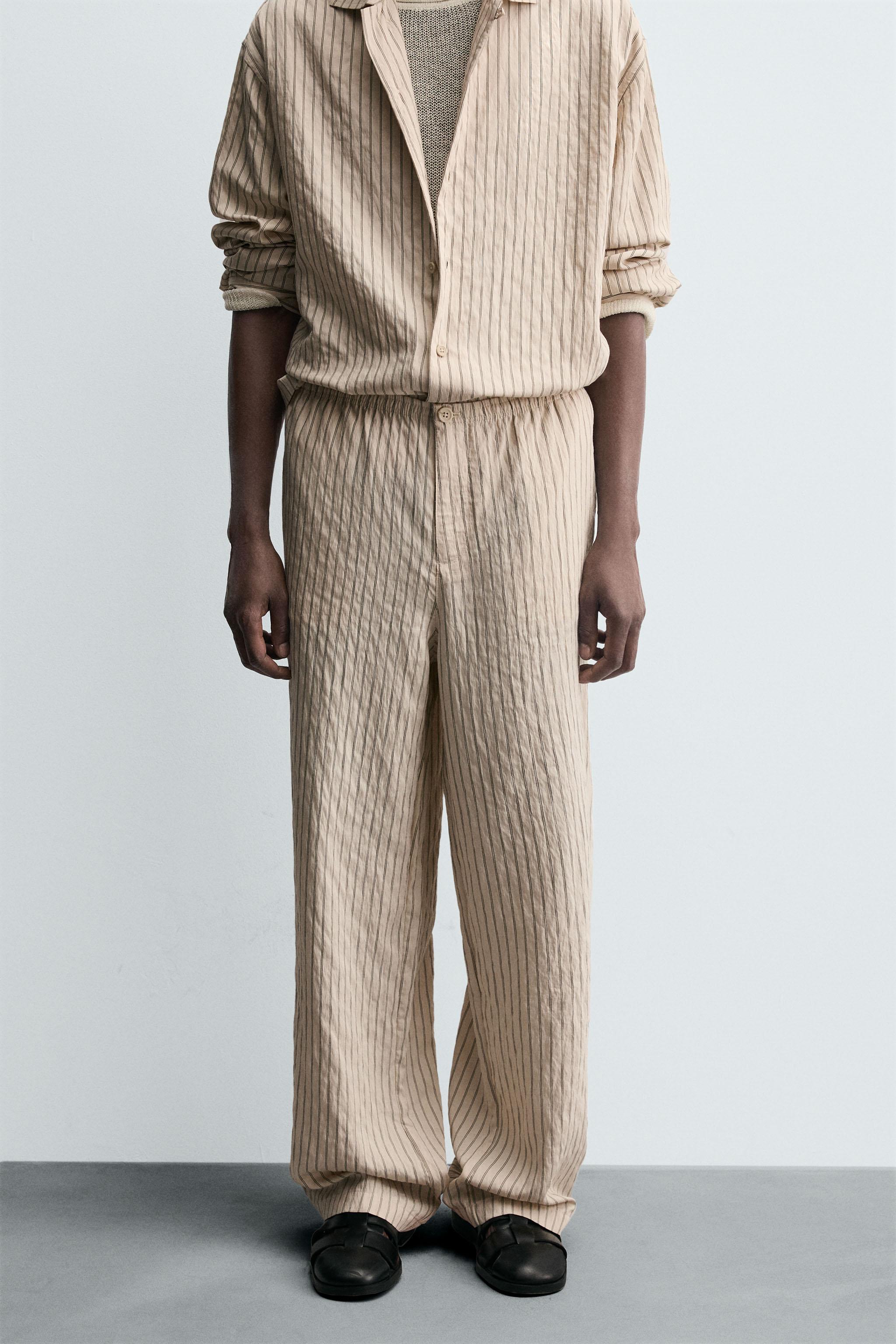 スペイン発送 ZARA ストライプワイドパンツ 上品カジュアル 新作 ストライプ柄ワイドパンツ - ストライプ | ZARA Japan / 日本
