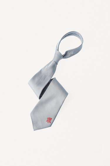 100% SILK EMBROIDERED TIE WILLY CHAVARRIA X ZARA - Sky blue by Zara