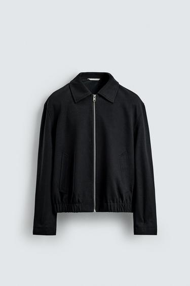 Zara TEXTURED TWILL JACKET - Dark navy