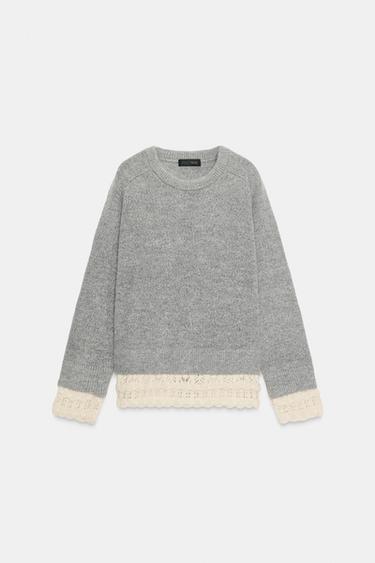 PULL EN MAILLE BIMATIÈRE - Gris chiné de Zara - Image 5