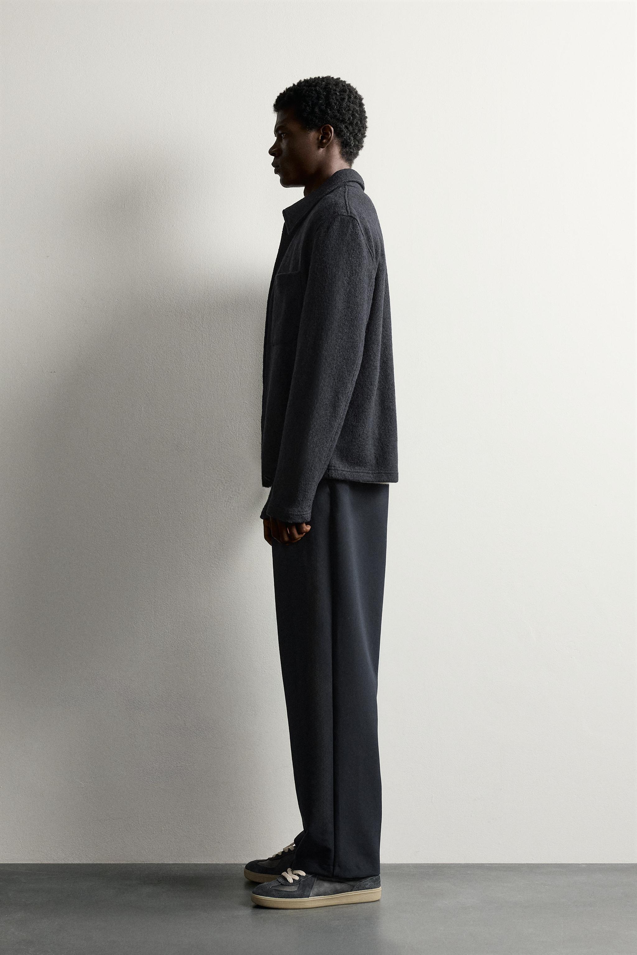 VISCOSE-WOOL BLEND TEXTURED OVERSHIRT - Dark navy | ZARA United States