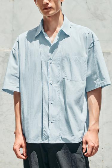 Zara 反面效果科技襯衫 - 天藍色