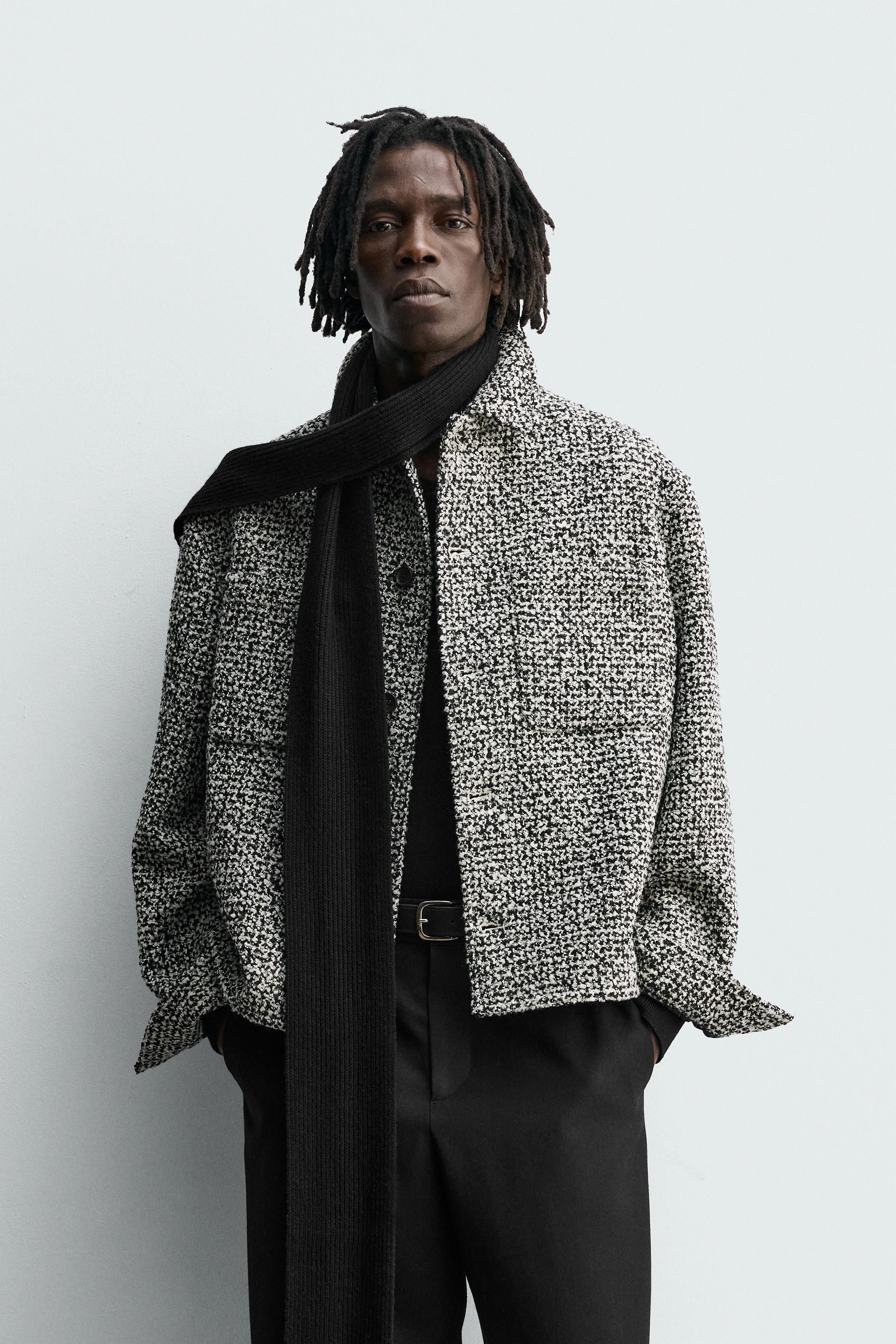 TEXTURED OVERSHIRT WITH POCKETS - Black / White | ZARA Singapore