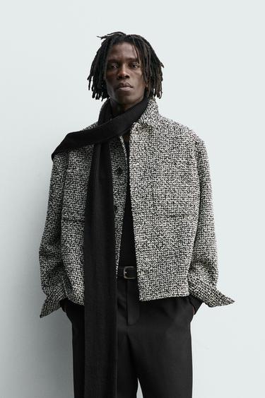 СТРУКТУРОВАНА ВЕРХНЯ СОРОЧКА З КИШЕНЯМИ - Чорний/Білий Zara