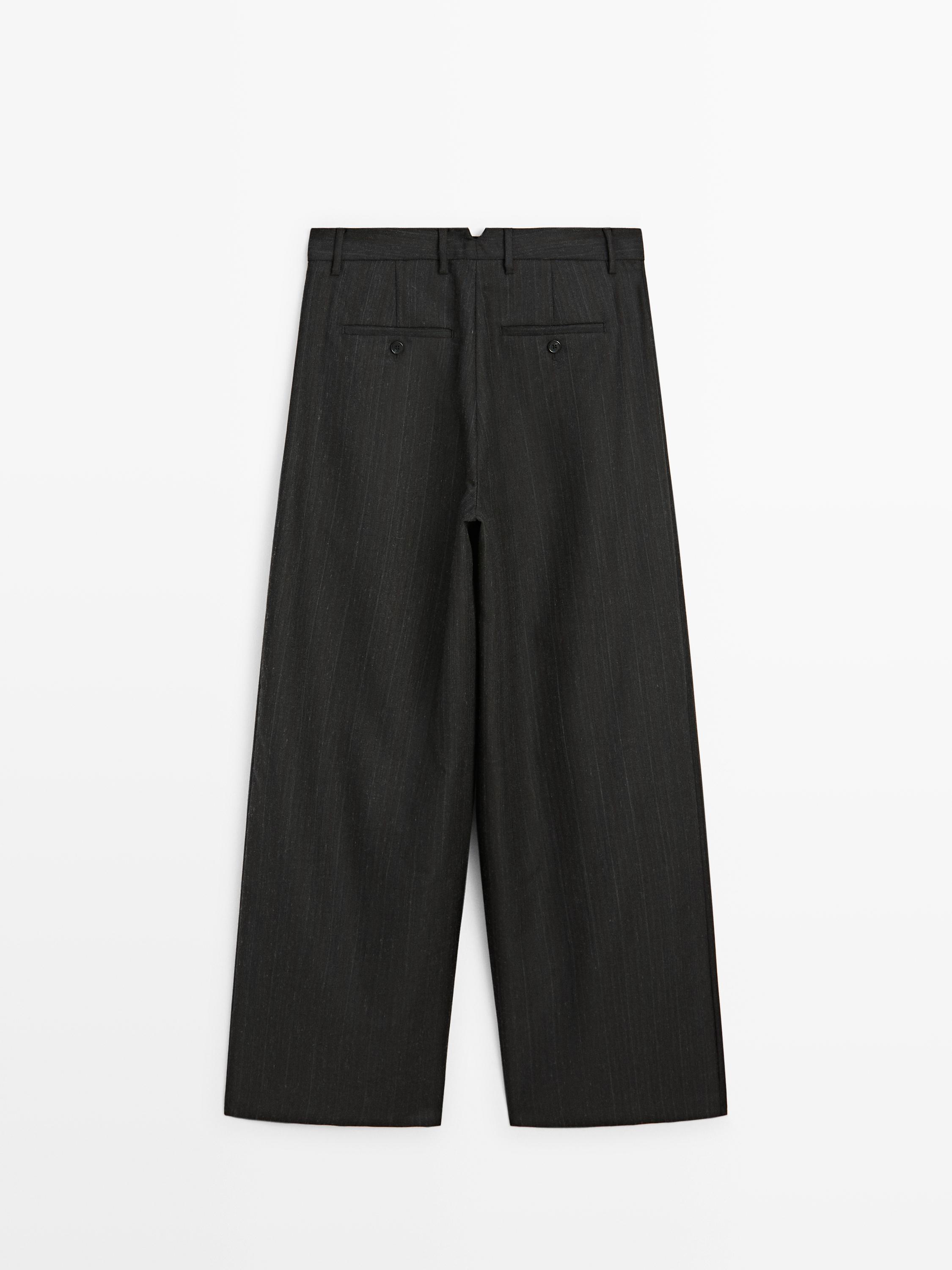 Striped wool blend wide-leg trousers