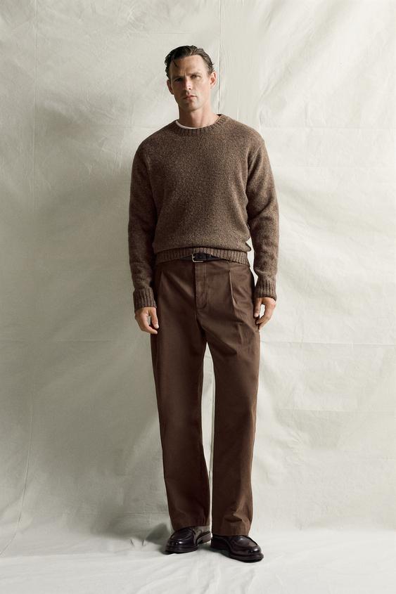 PANTALON COUPE DÉCONTRACTÉE À PLIS - Chocolat de Zara - Image 0