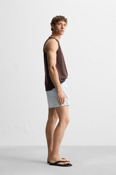PRINTED REGULAR SWIMMING TRUNKS - Sky blue by Zara - Image 4