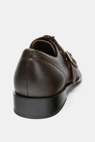 LEATHER BUCKLE LOAFERS - Brown by Zara - Image 3