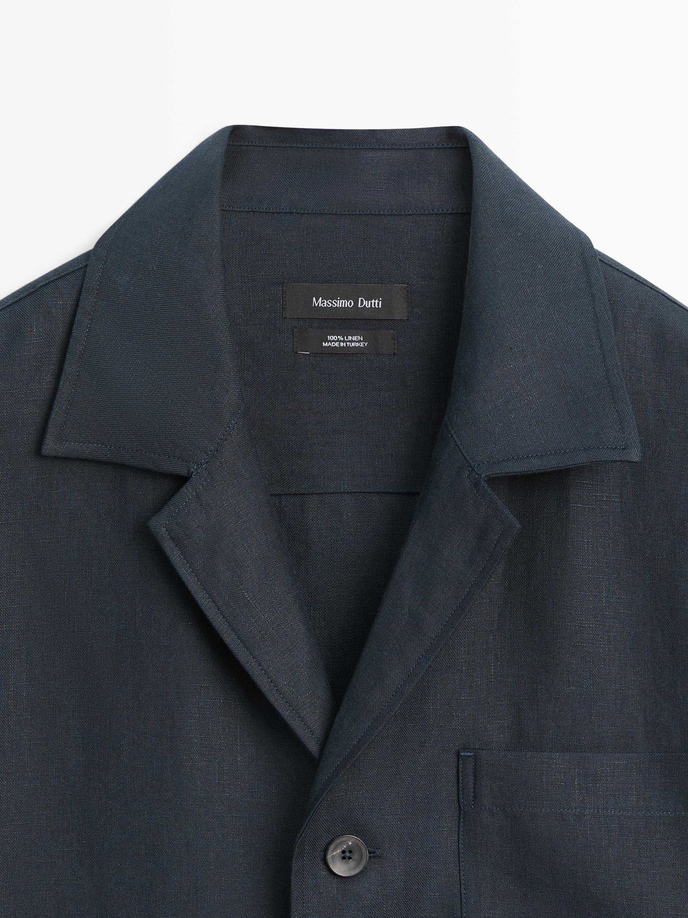 Linen overshirt with pocket details