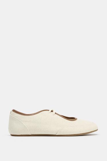 FABRIC BALLET FLATS - Ecru White by Zara