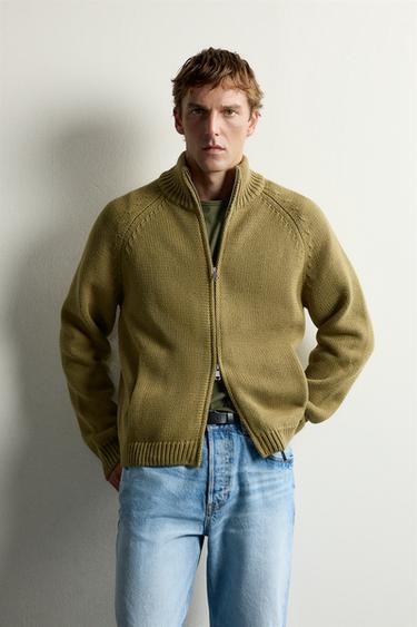 ZIP CARDIGAN — Khaki 2