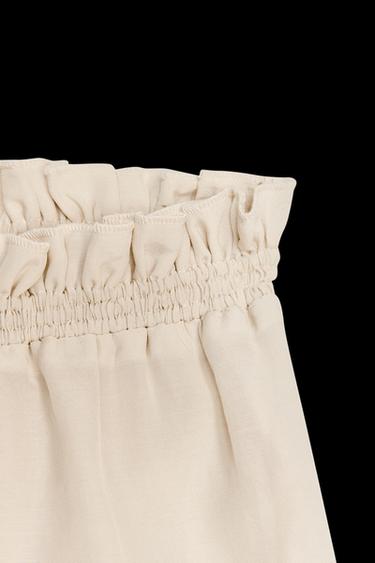 Zara ZW COLLECTION RUFFLED MIDI SKIRT - Beige / Green