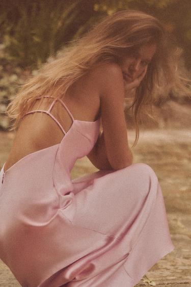 SATIN MIDI DRESS - Pastel pink by Zara - Image 2