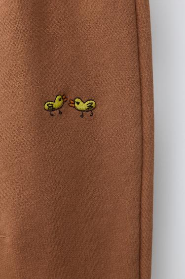 EMBROIDERED ANIMAL PLUSH TROUSERS - Brown by Zara - Image 3
