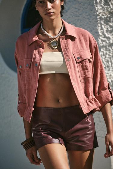CROPPED JACKET WITH TABS - MARSALA by Zara - Image 5