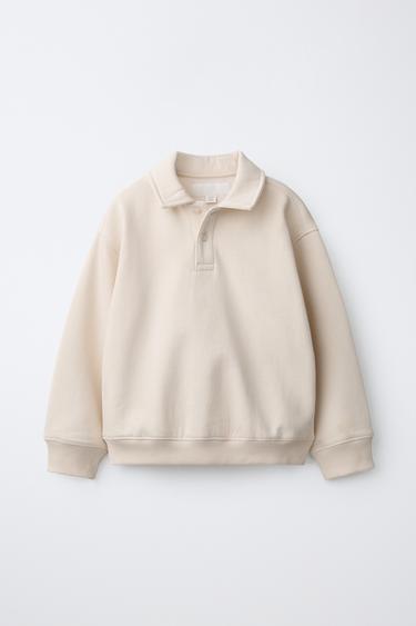 Sweatshirt mit Polokragen - Cremefarben hell von Zara